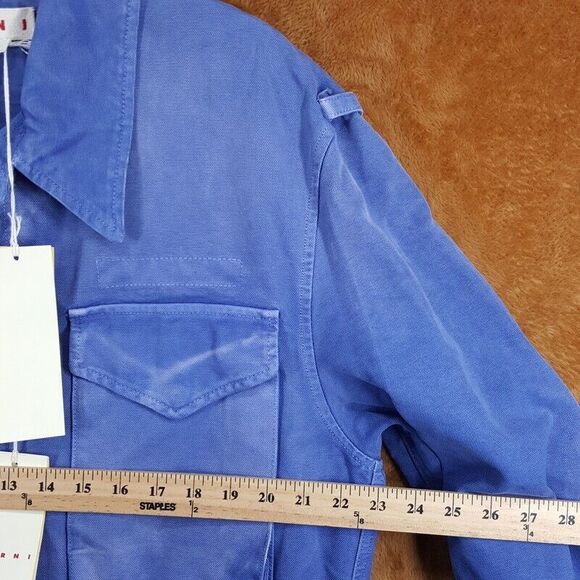 MARNI Barn Jacket Mens Size 48 Blue Overdyed Cotton Canvas Adjustable $1550 - Picture 9 of 10